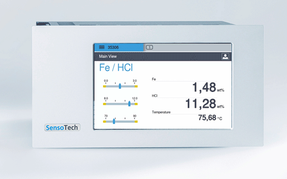 LiquiSonic® controller view during inline pickling bath monitoring. Image