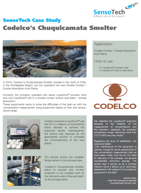 Case studies on sulfuric acid in copper mining Codelco